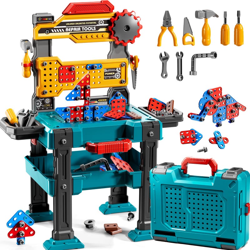 KIZONLY Kids Tools Toy Sets for Aged 3 4 5 6 7 8 2 in 1 Workbench Toys for Toddlers 35 Pretend Play Toolbox Construction Mechanic Set with Sound Educational Birthday Gift for Boys Girls Ages 38 - Image 3