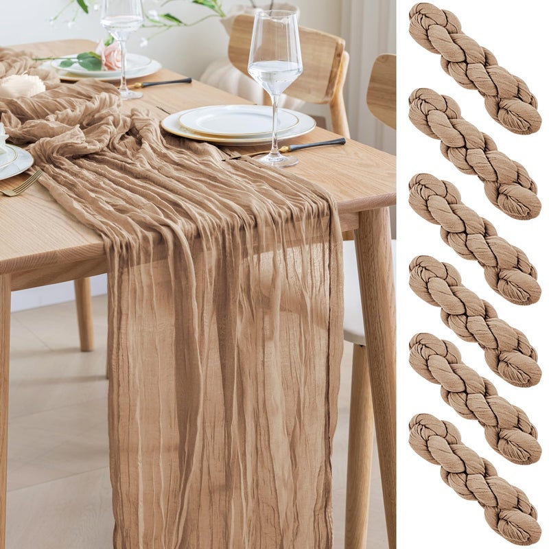 اسيم Asee'm 6pcs Table Table Runner Cheesecloth 10ft عارية بوهو شاش القماش ريفي ردي - Image 1
