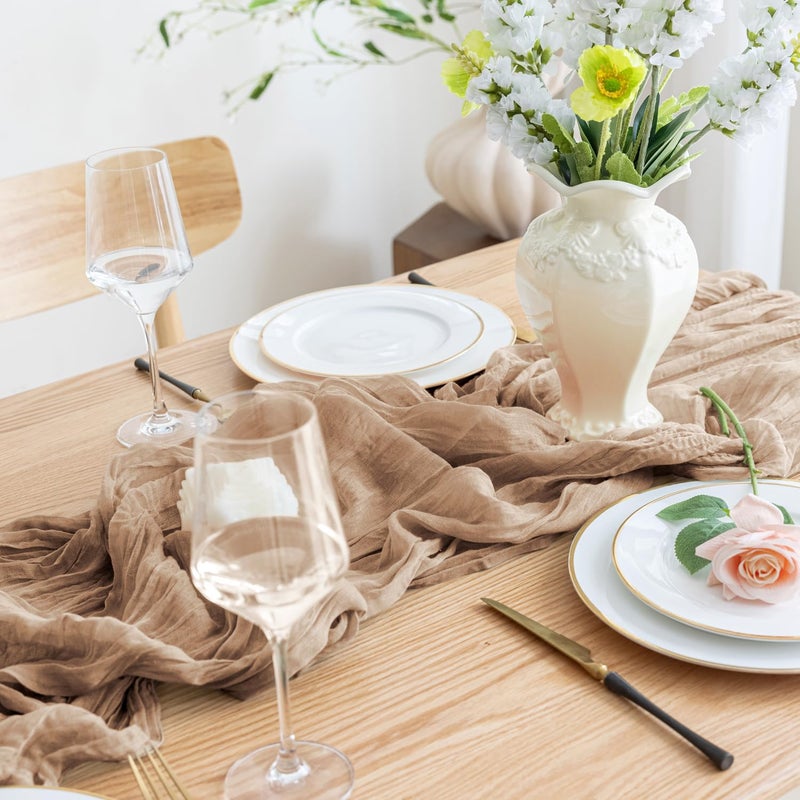 اسيم Asee'm 6pcs Table Table Runner Cheesecloth 10ft عارية بوهو شاش القماش ريفي ردي - Image 5