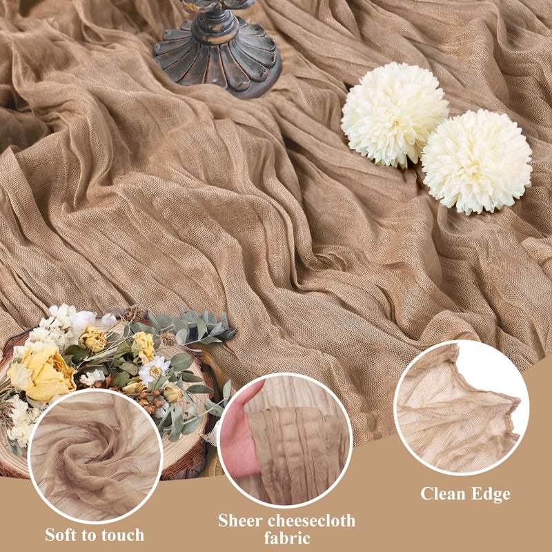 اسيم Asee'm 6pcs Table Table Runner Cheesecloth 10ft عارية بوهو شاش القماش ريفي ردي - Image 3