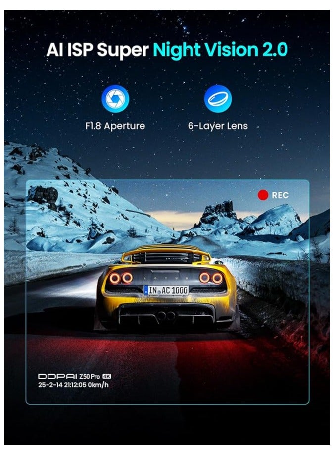 DDPAI Z50 Pro 4K Dash Cam Front and Rear Camera - Image 5