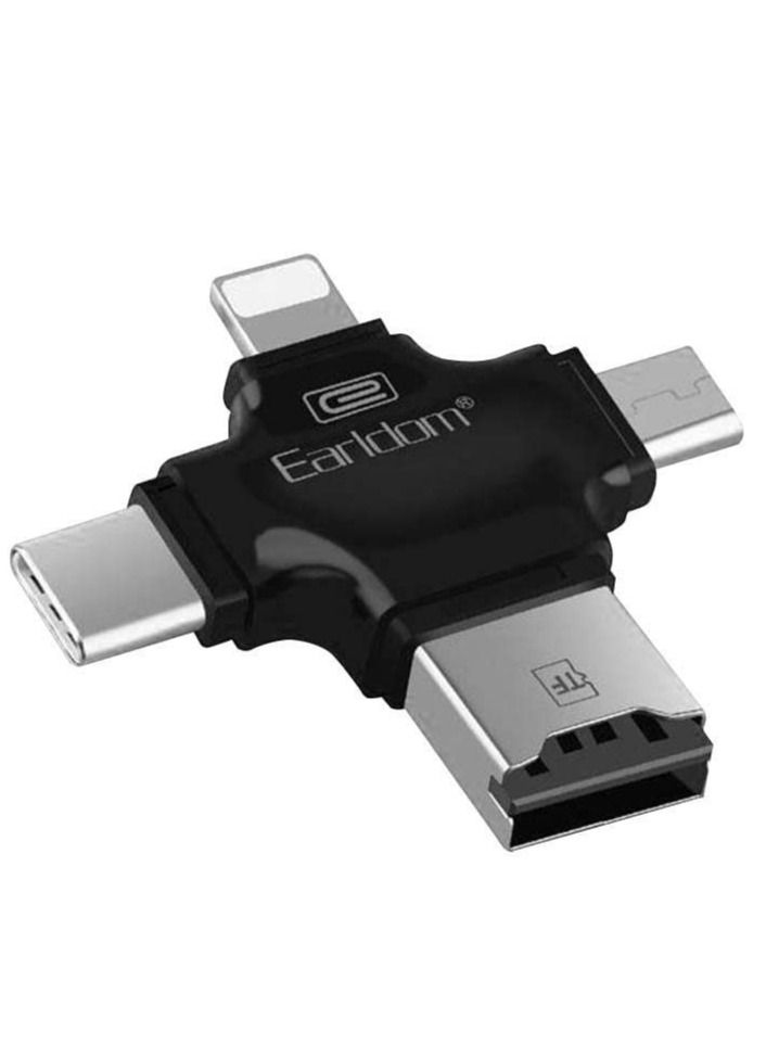 Earldom All in-1 Multi-function External Card Reader for iOS Lightning Connector, Micro, Type-C and USB - Black - Image 3