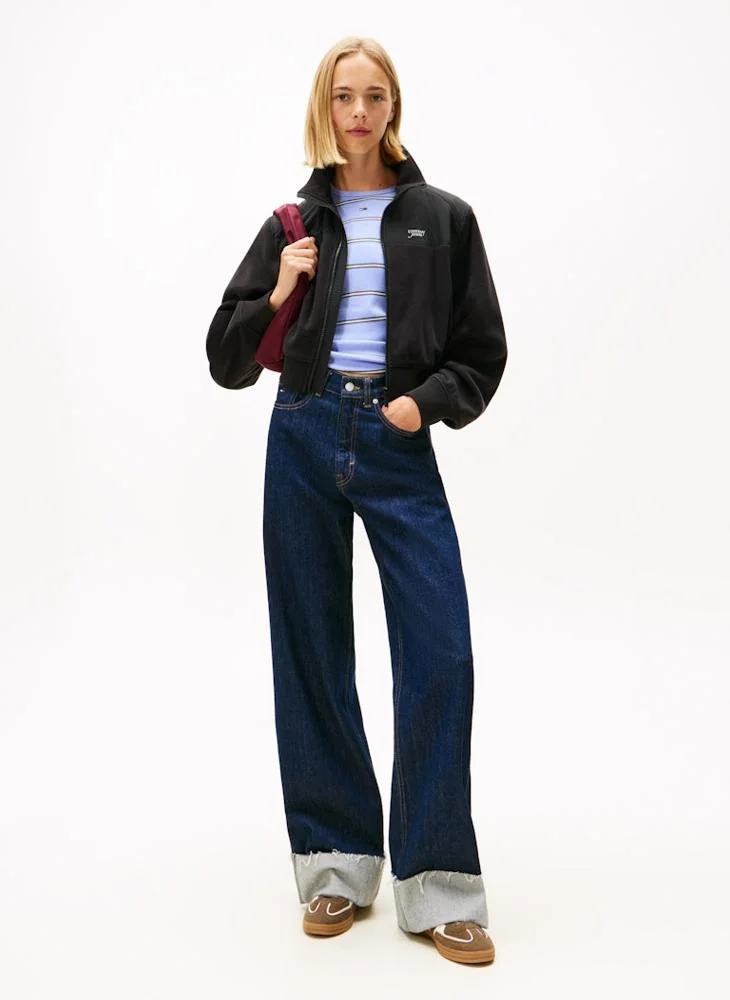 تومي جينز جاكيت بسحاب مزين بشعار العلامة التجارية