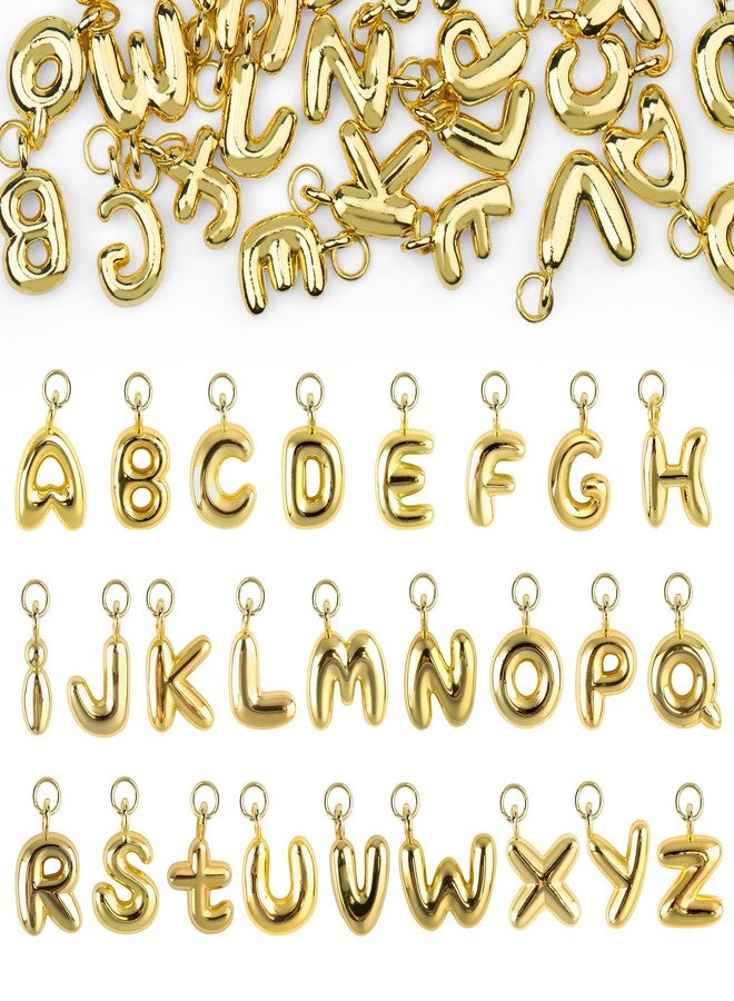 Starry 52pcs Gold Bubbled A-Z Alphabet Letters Charms for Jewelry Making Gold Chunky Bubble Initial Letter Charm Pendant Beads Trendy Bubble Glitter Pendants for Women Bracelet Necklace Choker Making - Image 1
