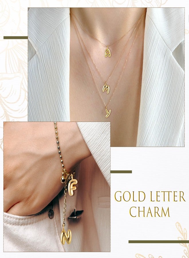 Starry 52pcs Gold Bubbled A-Z Alphabet Letters Charms for Jewelry Making Gold Chunky Bubble Initial Letter Charm Pendant Beads Trendy Bubble Glitter Pendants for Women Bracelet Necklace Choker Making - Image 3