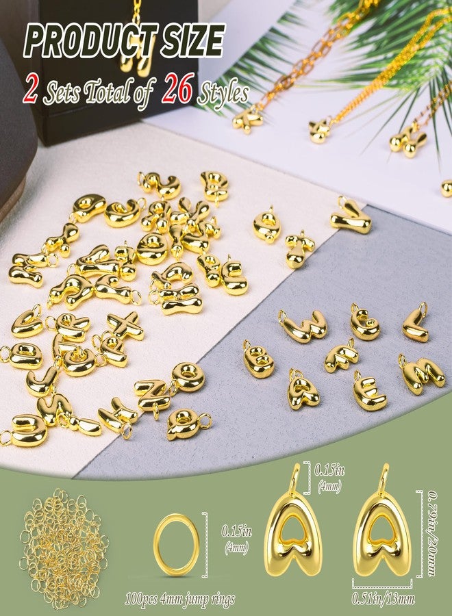 Starry 52pcs Gold Bubbled A-Z Alphabet Letters Charms for Jewelry Making Gold Chunky Bubble Initial Letter Charm Pendant Beads Trendy Bubble Glitter Pendants for Women Bracelet Necklace Choker Making - Image 2