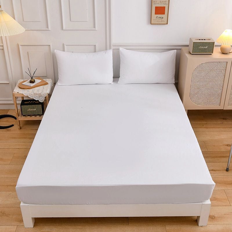 New Solid Color Simple Sanding Bed Hat Pillowcase Single Double Dark Plain Bedspread - Image 1