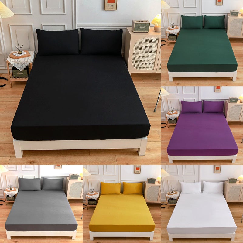 New Solid Color Simple Sanding Bed Hat Pillowcase Single Double Dark Plain Bedspread - Image 3