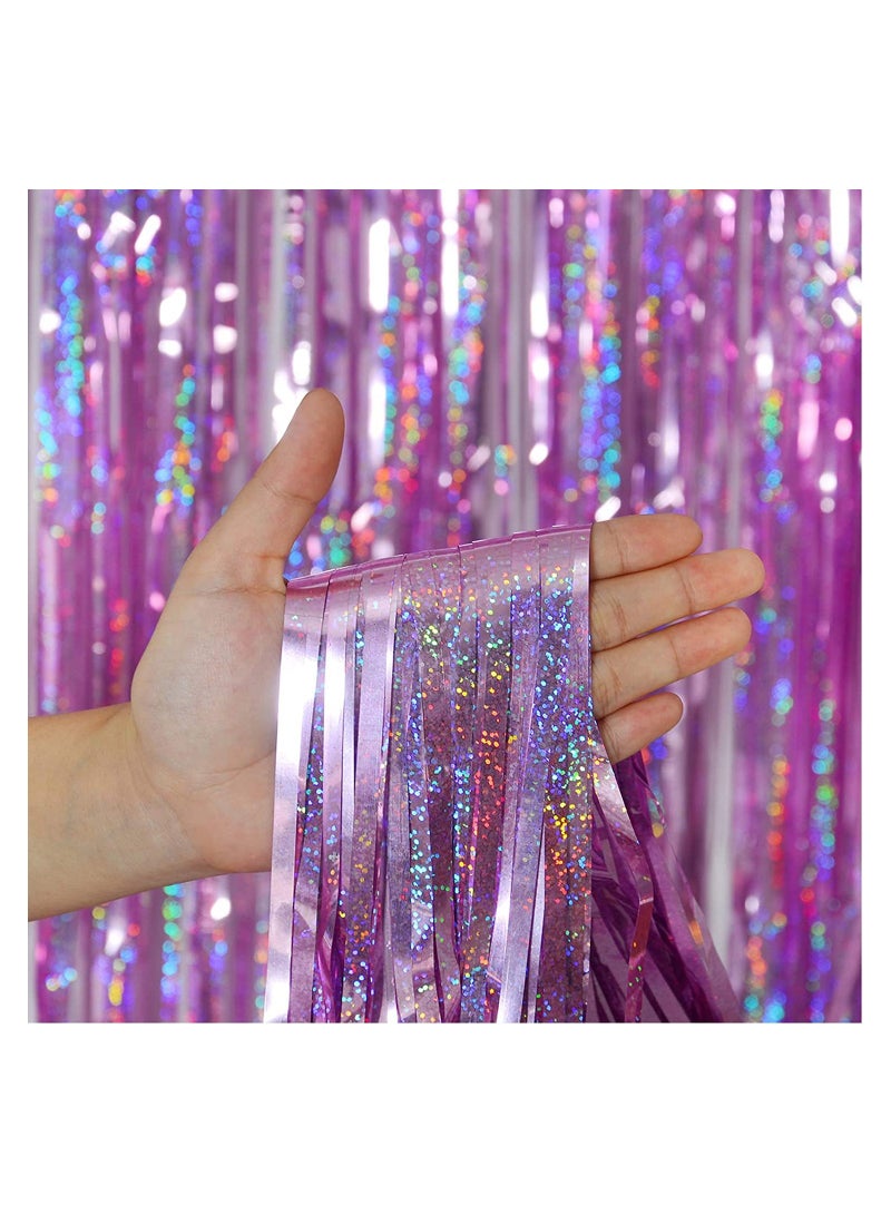 Perfect Party Supplies Pink Metallic Foil Fringe Curtains With Double Side Adhesive Tape Streamers For Decorations  Fringe Backdrop Birthday Party Streamers 1Mx2.5M  - Image 1