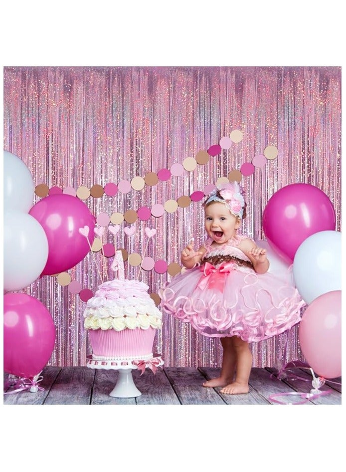 Perfect Party Supplies Pink Metallic Foil Fringe Curtains With Double Side Adhesive Tape Streamers For Decorations  Fringe Backdrop Birthday Party Streamers 1Mx2.5M  - Image 3