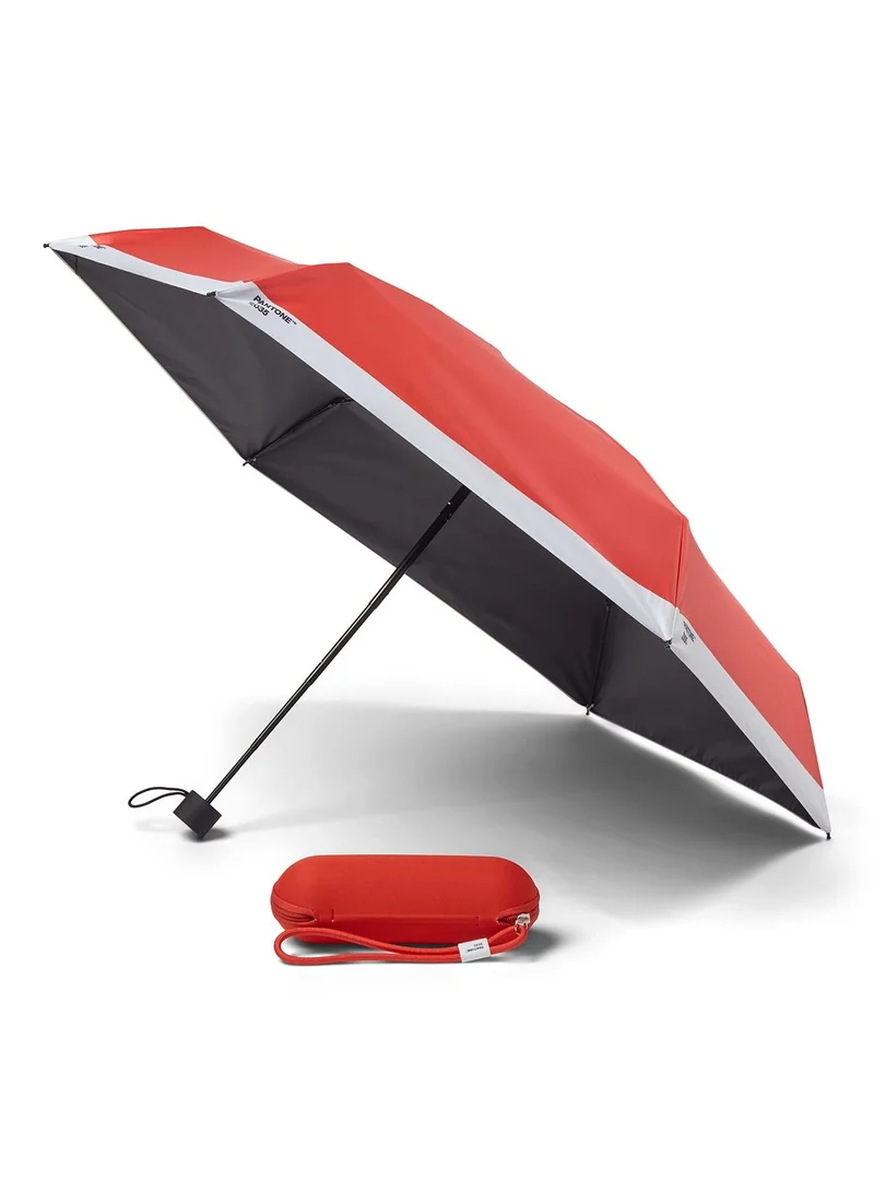 Pantone On-the-Go Travel Umbrella with Smart Box – Red