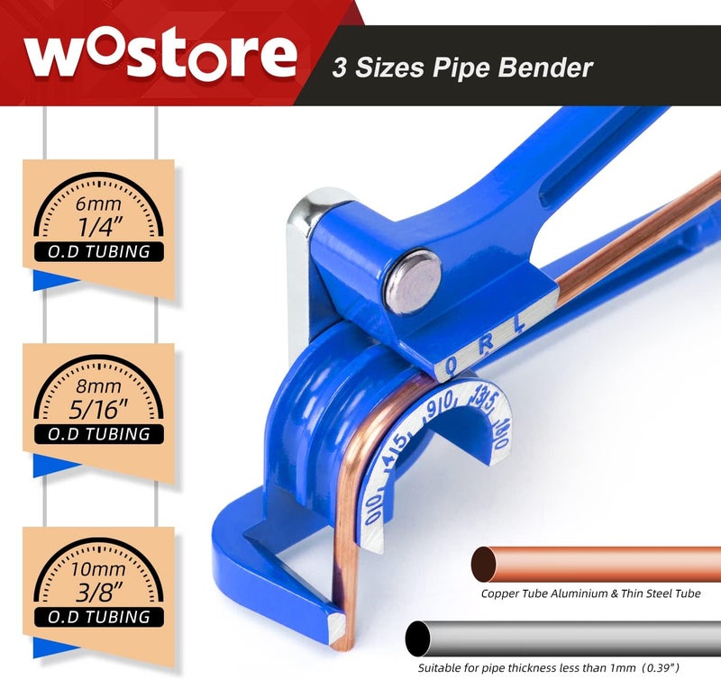 Wostore 180 Degree Tubing Bender for 1/4 5/16 and 3/8Inch Copper Aluminum Thin Stainless Steel Blue - Image 1