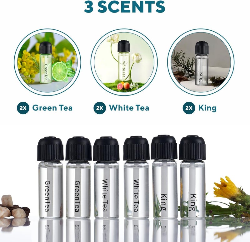 موزع معطر هواء السيارة ، موزع بدون ماء مع زيت عطري للسيارة مع 6 روائح إعادة تعبئة، موزع عطر هواء السيارة - Image 3