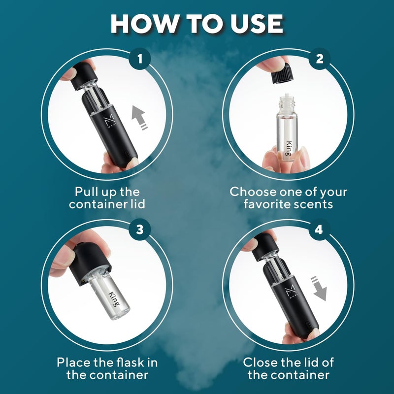 موزع معطر هواء السيارة ، موزع بدون ماء مع زيت عطري للسيارة مع 6 روائح إعادة تعبئة، موزع عطر هواء السيارة - Image 4