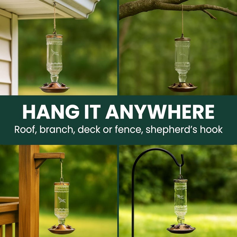 Perky-Pet 8107-1SR Antique Glass Bottle Hummingbird Feeder - Outdoor Garden Décor Hummingbird Feeder - Image 5