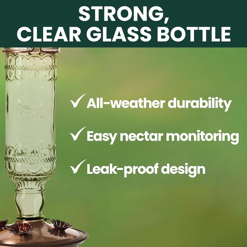 Perky-Pet 8107-1SR Antique Glass Bottle Hummingbird Feeder - Outdoor Garden Décor Hummingbird Feeder - Image 1