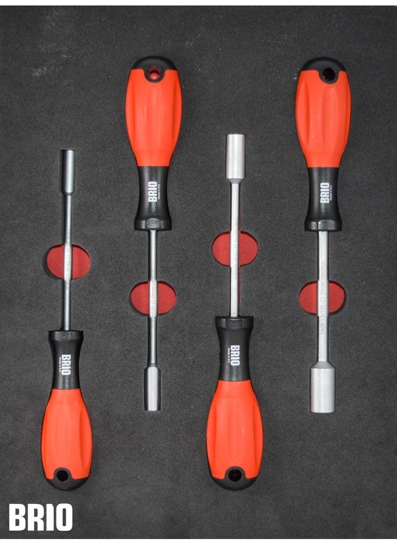 Brio - Screwdriver Set Socket 4 Pieces 7-8-10-13 with Sponge Bearing - Image 1
