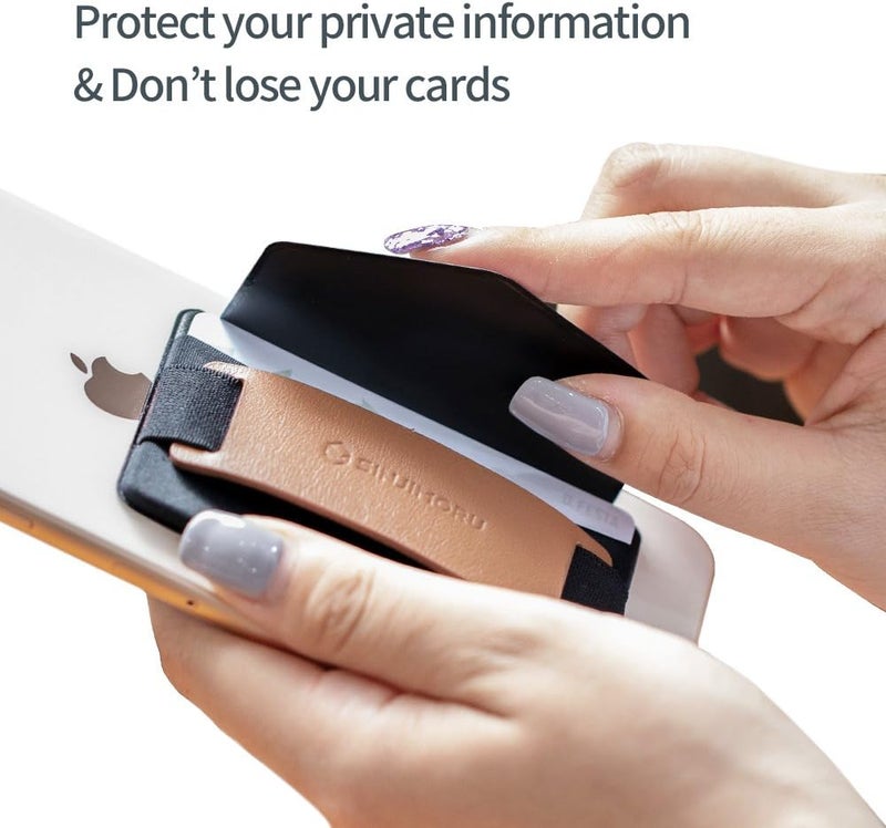 Sinjimoru Phone Grip Card Holder with Phone Stand, Secure Stick on Wallet for iPhone with Kickstand for Table. Sinji Pouch B-Grip Black [3 Pack] - Image 5