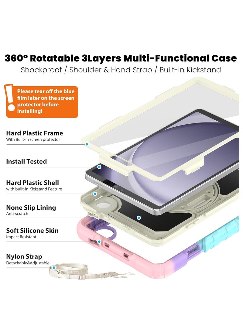 General - Samsung Galaxy Tab A9 Case 8.7 Inch 2023 with Screen Protector for Girls Kids, Shockproof Case for Galaxy Tab A9 2023 (SM-X110/X115/X117) with Stand/Strap - Image 1