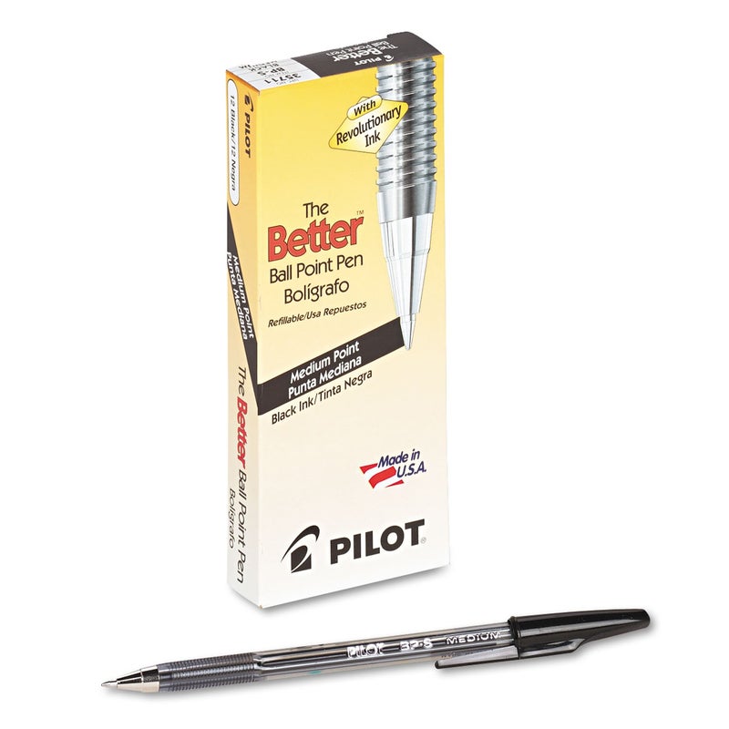 Pilot The Better Ball Point Pen Refillable Ballpoint Stick Pens, Medium Point, Black Ink, 12-Pack (35711) - Image 5