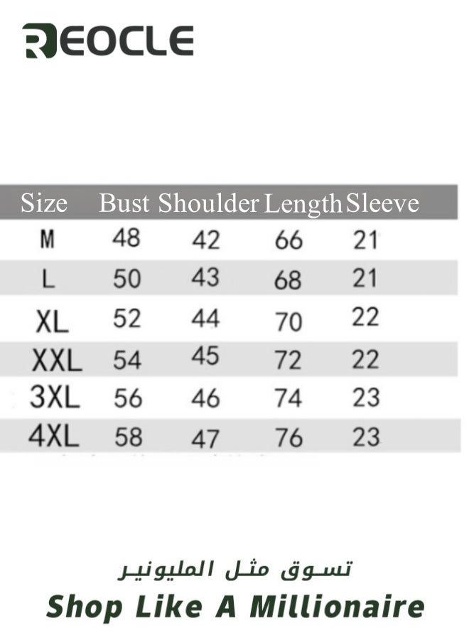 REOCLE - Men's Dress Shirts Wrinkle Free Regular Fit Stretch Rayon Button Down Shirt Short Sleeve Dress Cotton Dress Shirts Short Sleeve Stand Collar Shirt - Image 1