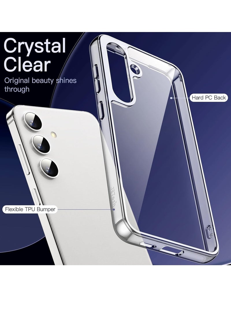 Raxoom 5 in 1 Case for Samsung Galaxy S24 5G with 2-Pack Each Tempered Glass Screen Protector and Camera Lens Protector, Non-Yellowing Shockproof Bumper Phone Cover (Clear)