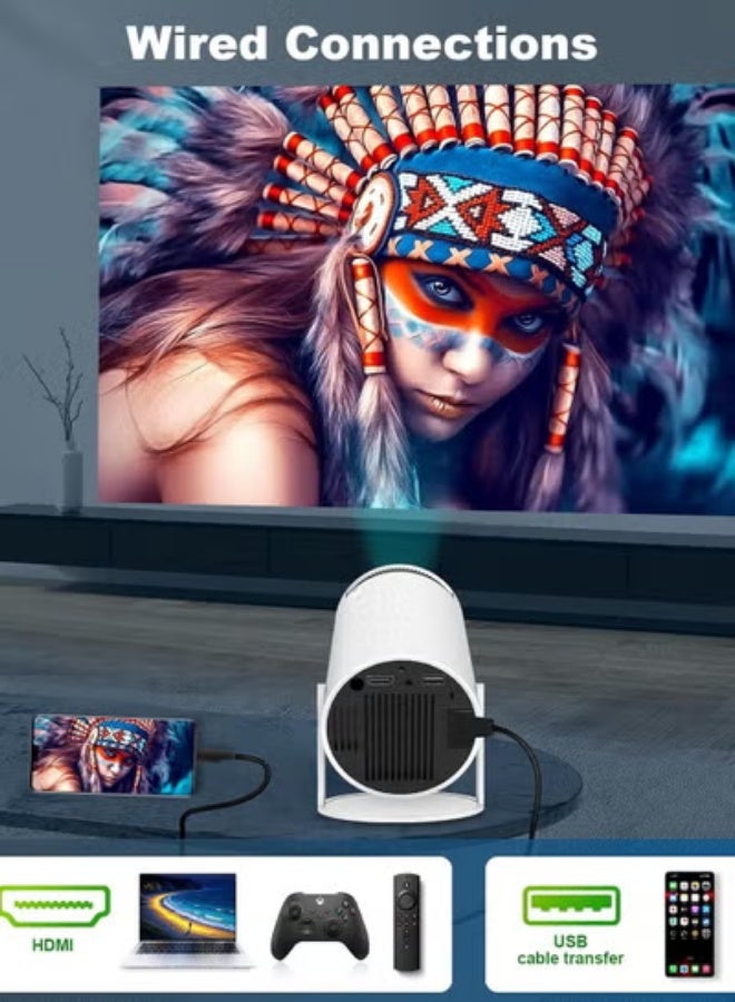 Mini Portable Ultra Bright Projector with Android 11.0, 200 ANSI Lumens, Short Focus, WiFi6 + BT5.0, Support 4K 1080P Decoding, Up to 150'' Screen, 180° Flip, HDMI & USB Compatible with iOS, Android, Laptops, TV Sticks, PS5, and other Devices for Outdoor Camping, Home Theater. - Image 1