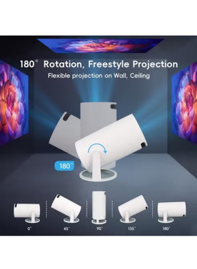 Mini Portable Ultra Bright Projector with Android 11.0, 200 ANSI Lumens, Short Focus, WiFi6 + BT5.0, Support 4K 1080P Decoding, Up to 150'' Screen, 180° Flip, HDMI & USB Compatible with iOS, Android, Laptops, TV Sticks, PS5, and other Devices for Outdoor Camping, Home Theater. - Image 4