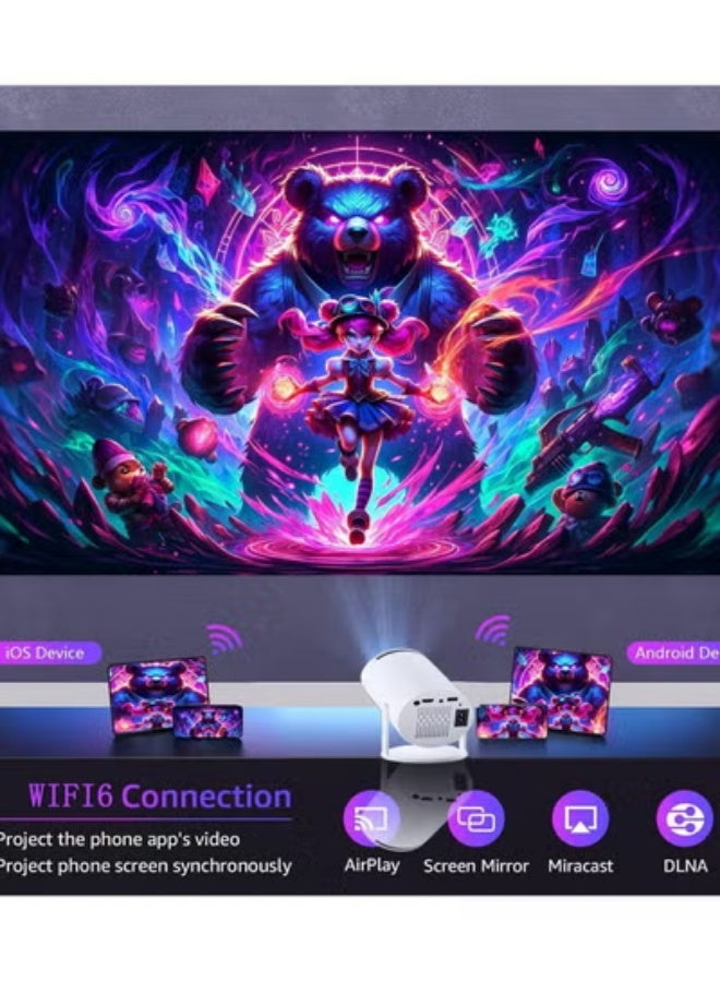 Mini Portable Ultra Bright Projector with Android 11.0, 200 ANSI Lumens, Short Focus, WiFi6 + BT5.0, Support 4K 1080P Decoding, Up to 150'' Screen, 180° Flip, HDMI & USB Compatible with iOS, Android, Laptops, TV Sticks, PS5, and other Devices for Outdoor Camping, Home Theater. - Image 5