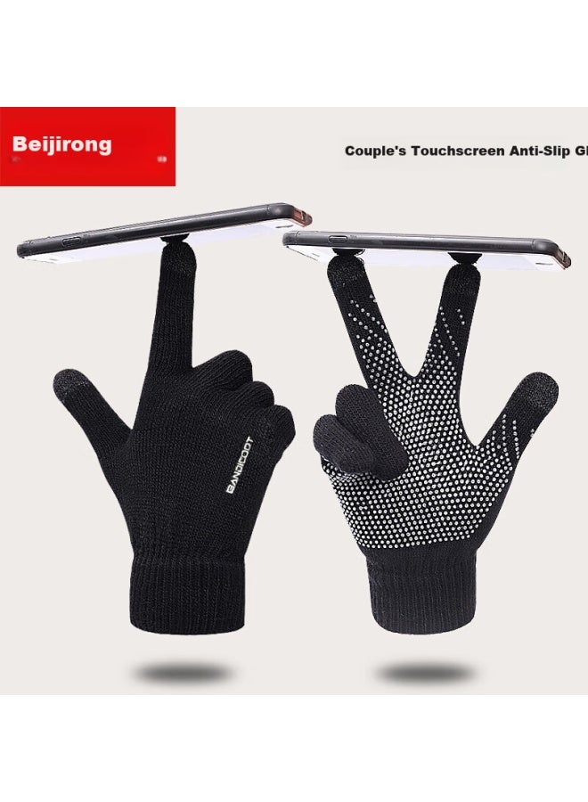 Bejirog Knitted Touchscreen Gloves For Men And Women Winter Running Sports Cycling Anti-cold Warm Non-slip Student Couple Gloves