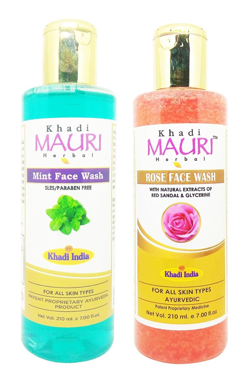 Khadi Mauri Fairness Mint Rose face wash Pack of 2 420ml