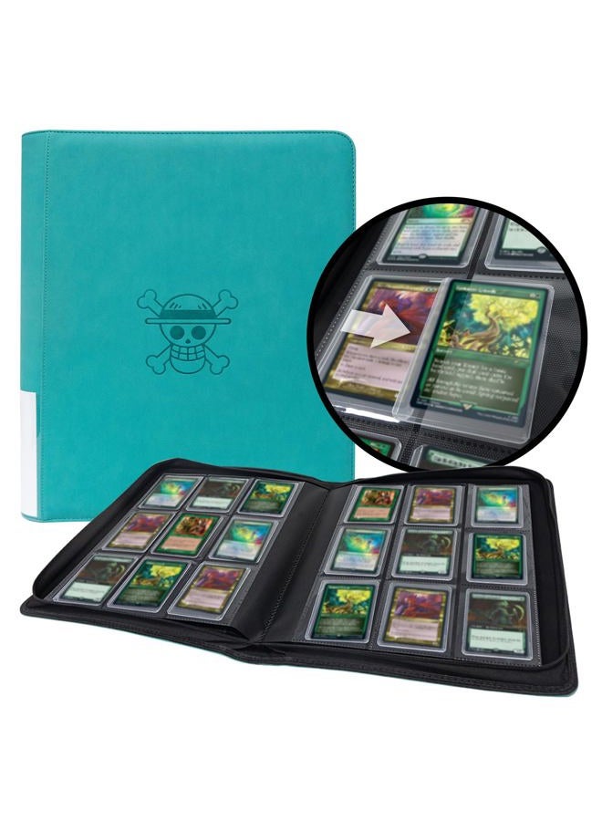 WTVIDAS حافظة بطاقات التداول Toploader، تحمل 288 Toploaders، 9 جيوب مزدوجة الجوانب بدون حلقات لبطاقات One Piece، تخزين بطاقات Top Loader مقاوم للماء لبطاقات One Piece TCG - Image 1