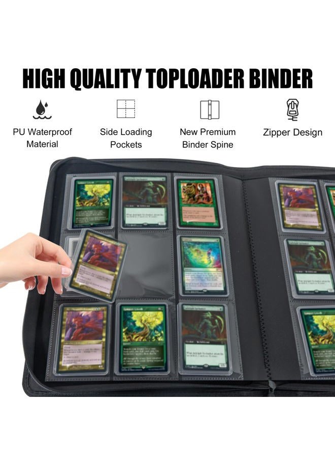 WTVIDAS حافظة بطاقات التداول Toploader، تحمل 288 Toploaders، 9 جيوب مزدوجة الجوانب بدون حلقات لبطاقات One Piece، تخزين بطاقات Top Loader مقاوم للماء لبطاقات One Piece TCG - Image 4