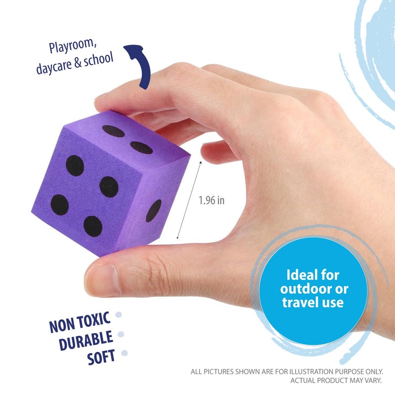 Deke Home - Foam Dice Set (Pack of 4), Big Dice for Classroom & Home Schooling, Assorted Bright Colors, Large 1.96 in, Lightweight, Quiet Play Toy, Math Games, Classrooms, Non-Toxic Materials - Image 2