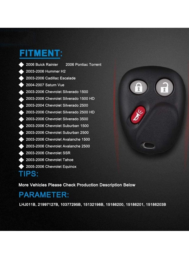 Topleo Pack of 2 Car Keyless Entry Remote Control Key Fob Fits for Chevrolet Silverado Equinos Suburban 2003-2006,Fits for Cadillac Escalade/GMC Yukon 2003-2006/Hummer H2 / Pontiac Torrent / Saturn Vue  - Image 4