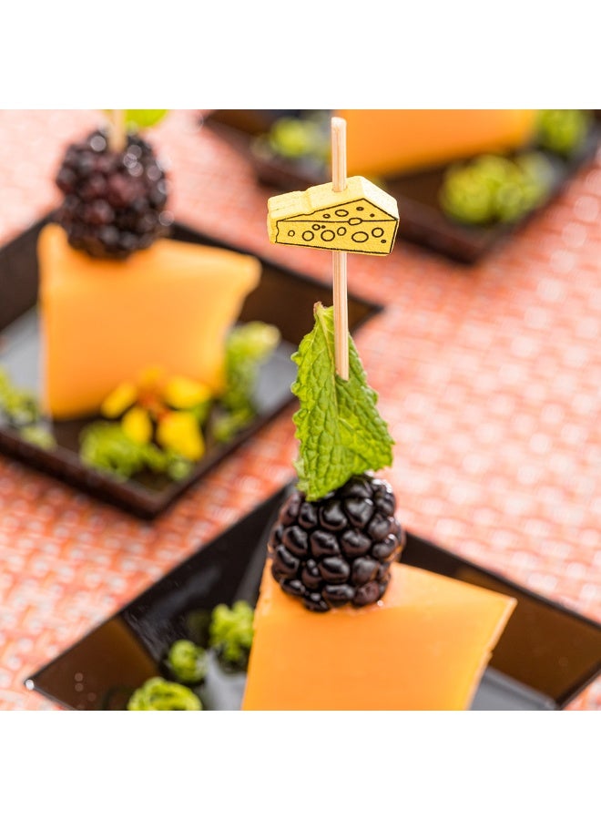 Restaurantware 3.9 x 0.7 Inch Party Toothpicks, 1000 Disposable Cocktail Skewers - Wooden Cheese Decoration, Sharp Tips, Yellow Bamboo Decorative Cocktail Picks, Durable, For Garnishes Or Appetizers  - Image 3