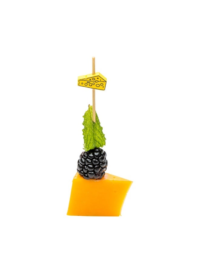 Restaurantware 3.9 x 0.7 Inch Party Toothpicks, 1000 Disposable Cocktail Skewers - Wooden Cheese Decoration, Sharp Tips, Yellow Bamboo Decorative Cocktail Picks, Durable, For Garnishes Or Appetizers  - Image 2