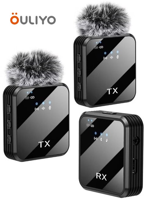 OULIYO Wireless Lavalier Microphone Tiktok Live Mobile Video Recording 2.4G Noise Reduction Mini Microphone Live Video Recording Vlog Interview Online Classroom Suitable for Apple and Android