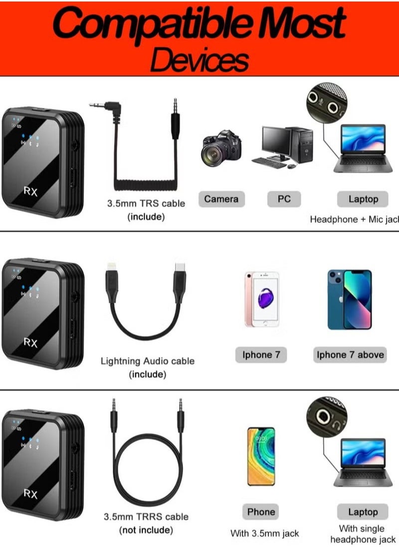 اوليو - ميكروفون لاسلكي Lavalier لتسجيل فيديو الهاتف المحمول 2.4G لتقليل الضوضاء ميكروفون صغير لمقابلة مدونة فيديو عبر الإنترنت مناسب لأجهزة Apple وAndroid - Image 1