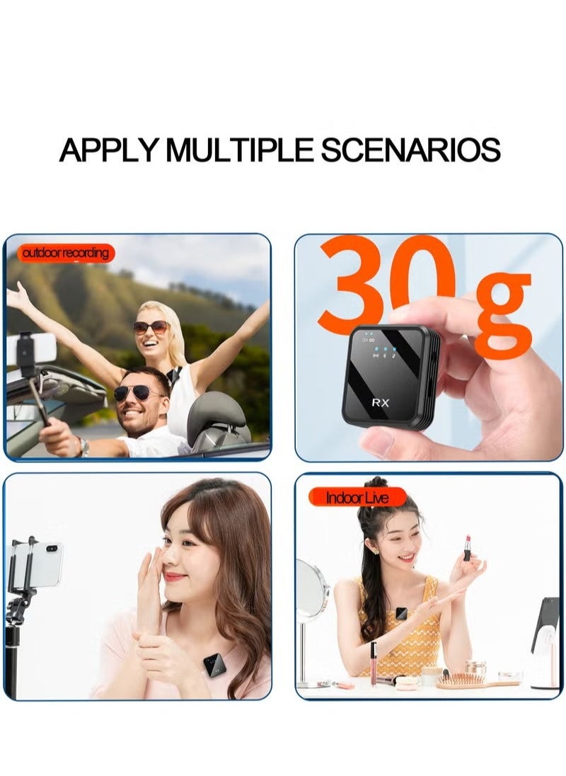 اوليو - ميكروفون لاسلكي Lavalier لتسجيل فيديو الهاتف المحمول 2.4G لتقليل الضوضاء ميكروفون صغير لمقابلة مدونة فيديو عبر الإنترنت مناسب لأجهزة Apple وAndroid - Image 1