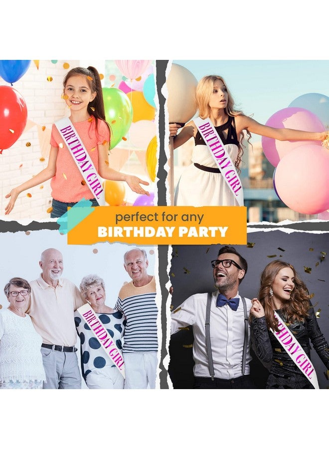 CORRURE 'Birthday Girl' Sash Glitter with Pink Foil - White Glitter Happy Birthday Sash for Women - Party Favors Supplies and Decorations for Sweet 16, 18th 21st 30th 40th or Any Bday Party - Image 2