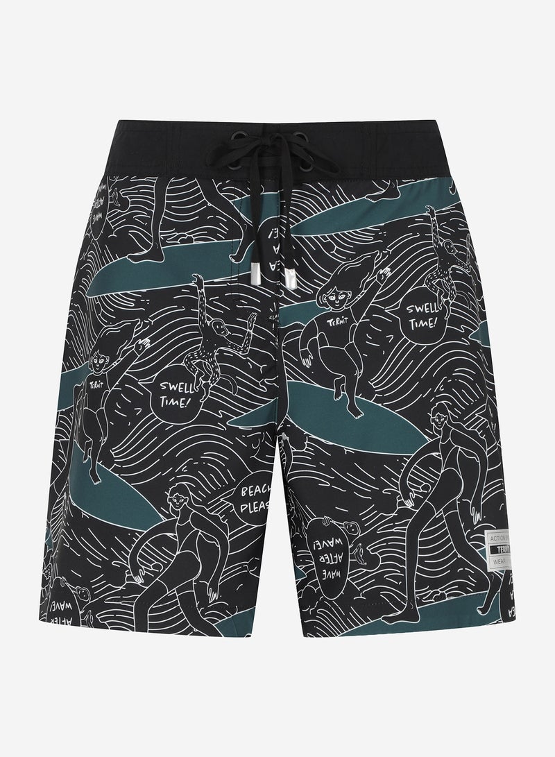 شروط شورت سباحة نسائي أسود / أخضر 91 ٪ بوليستر ، 9 ٪ إيلاستين ، تجفيف سريع ، تقنية ذبابة الماء ، مثالي لركوب الأمواج وملابس البحر - Image 1