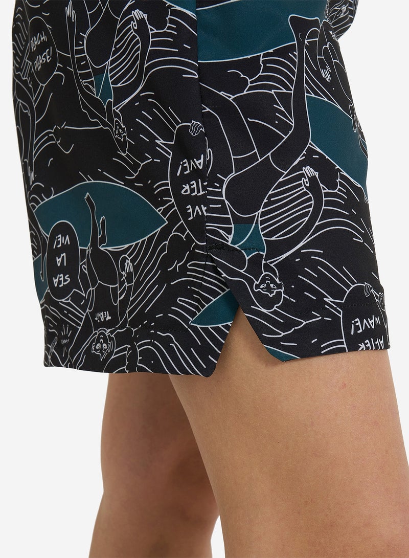 شروط شورت سباحة نسائي أسود / أخضر 91 ٪ بوليستر ، 9 ٪ إيلاستين ، تجفيف سريع ، تقنية ذبابة الماء ، مثالي لركوب الأمواج وملابس البحر - Image 4