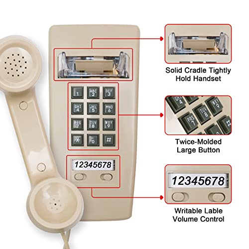 Aokpsrt Retro Wall Telephone with Mechanical Ringer Vintage Wall Phones for Landline Wall Mount with Adjustable Volume Old Fashioned Corded Phone for Kitchen Home School Office - Image 3