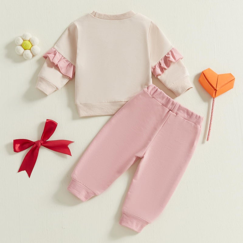 Mubineo Toddler Baby Girl Clothes Bowknot Sweatshirt Outfits Fall Winter Long Sleeve Tops Pant Outfit Sweatsuit Set (Pink, 0-6 Months) - Image 4