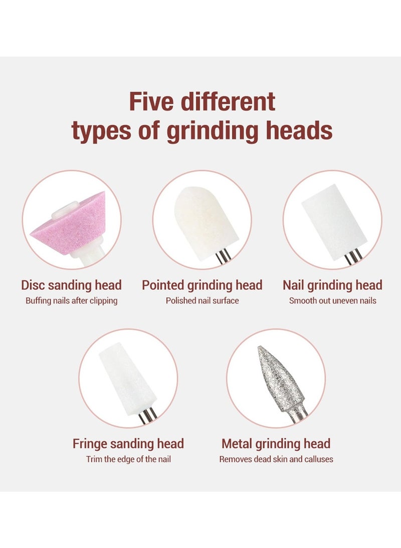 SOLARAE Portable USB Nail Drill, Electric Nail Files, USB Electric Nail File for Acrylic Gel Nails, Cordless Portable Electric Nail Drill Machine, Manicure and Pedicure Tools for Nail Art DIY - Image 5