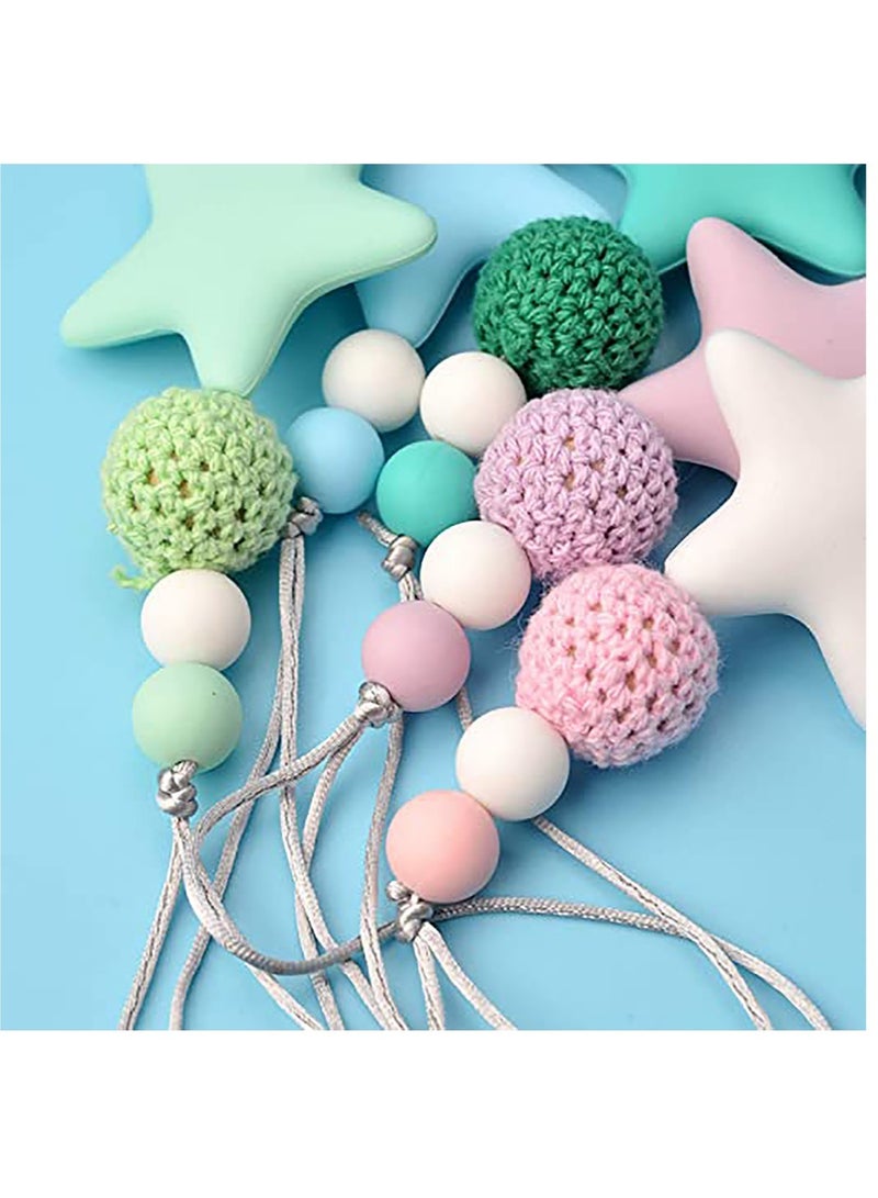 SYOSI Silicone Pacifier Clip Teether Holder Teething Beads Universal Fits All Baby Teething Toys for Boys and Girls  - Image 2
