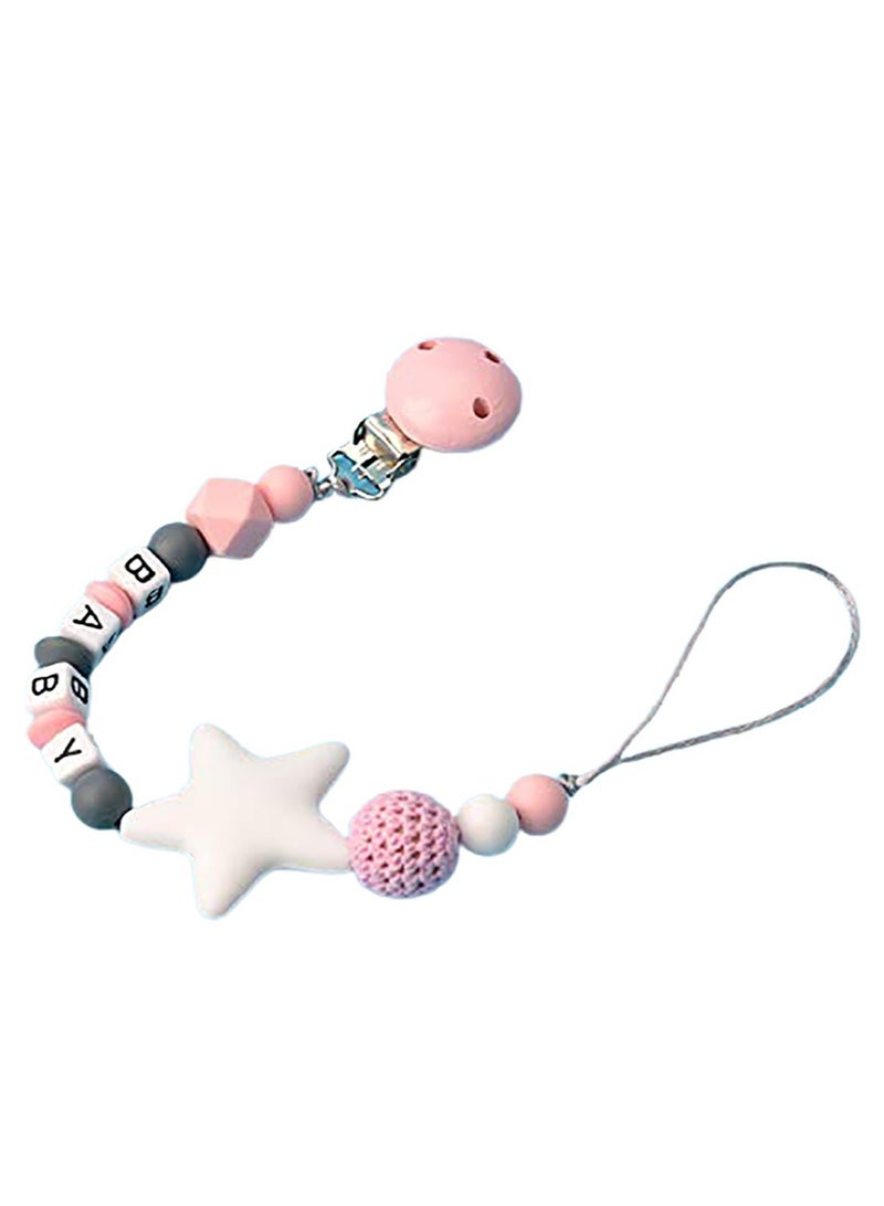SYOSI Silicone Pacifier Clip Teether Holder Teething Beads Universal Fits All Baby Teething Toys for Boys and Girls  - Image 1