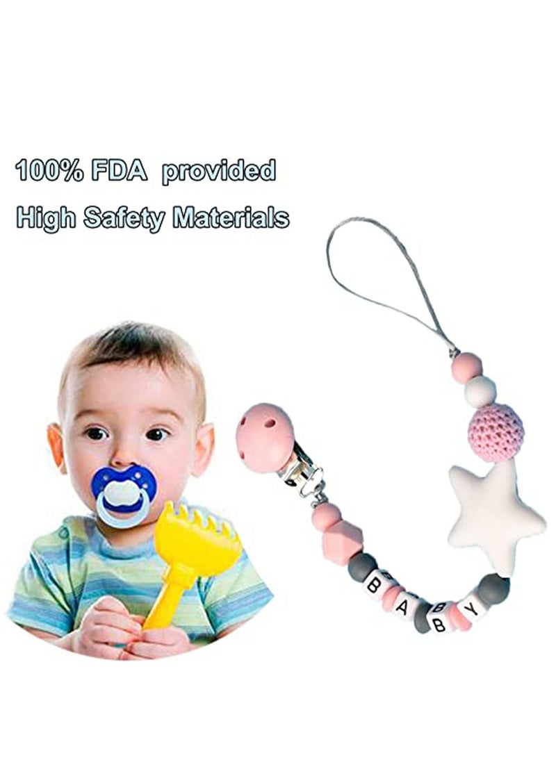 SYOSI Silicone Pacifier Clip Teether Holder Teething Beads Universal Fits All Baby Teething Toys for Boys and Girls  - Image 5