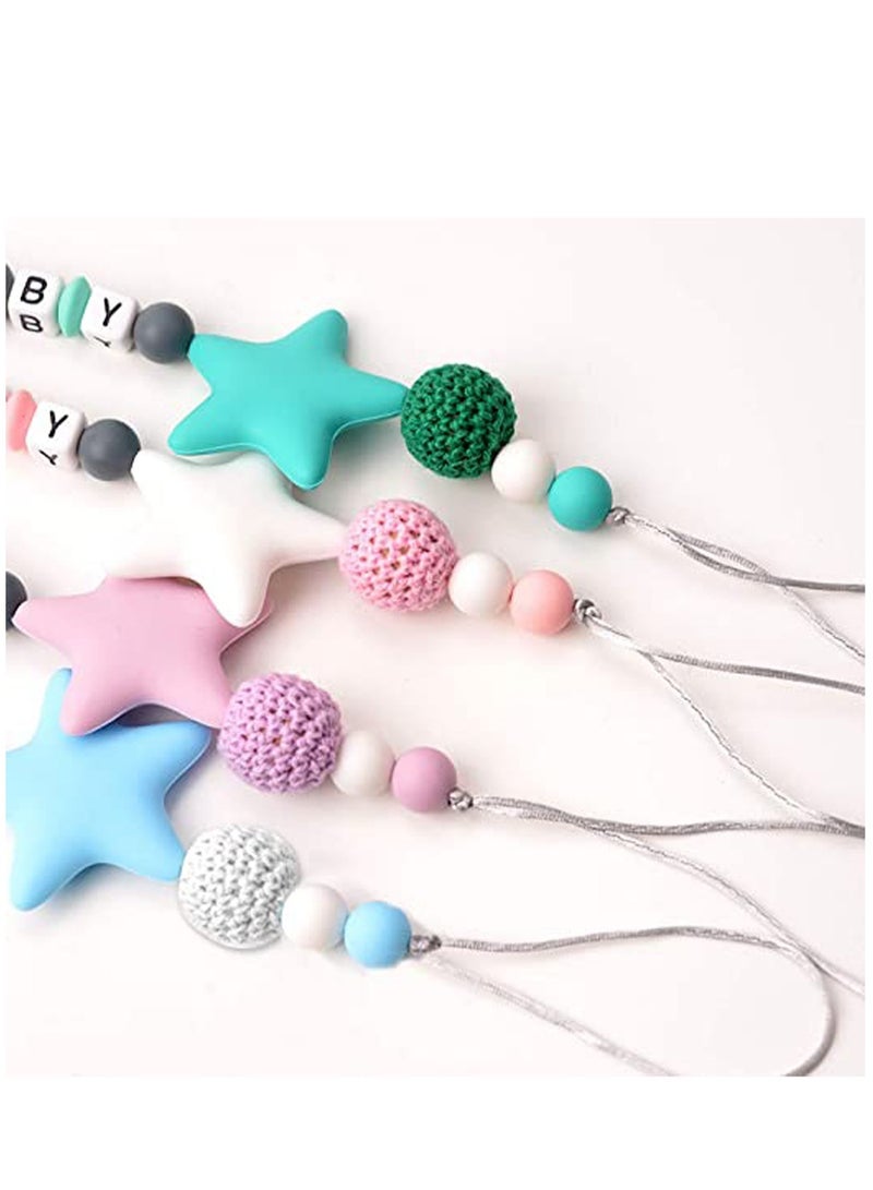 SYOSI Silicone Pacifier Clip Teether Holder Teething Beads Universal Fits All Baby Teething Toys for Boys and Girls  - Image 3